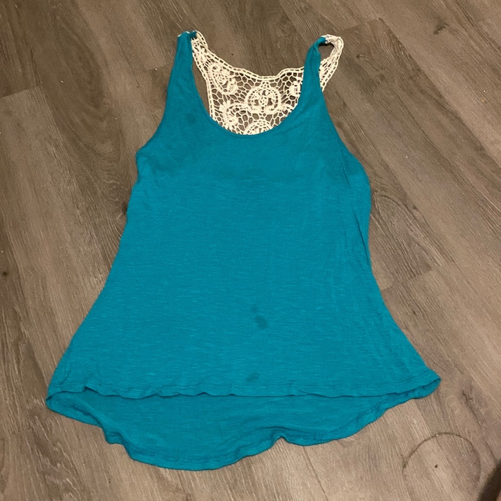 Rue 21 blue tank with knit back